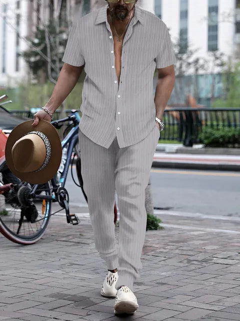 Conjunto pantalón top rayas lisas