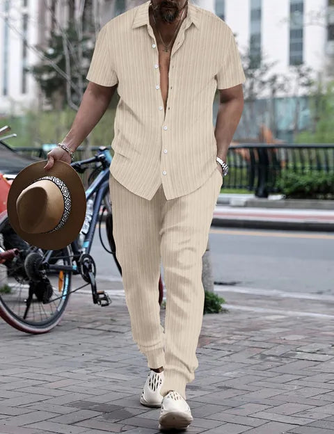 Conjunto pantalón top rayas lisas