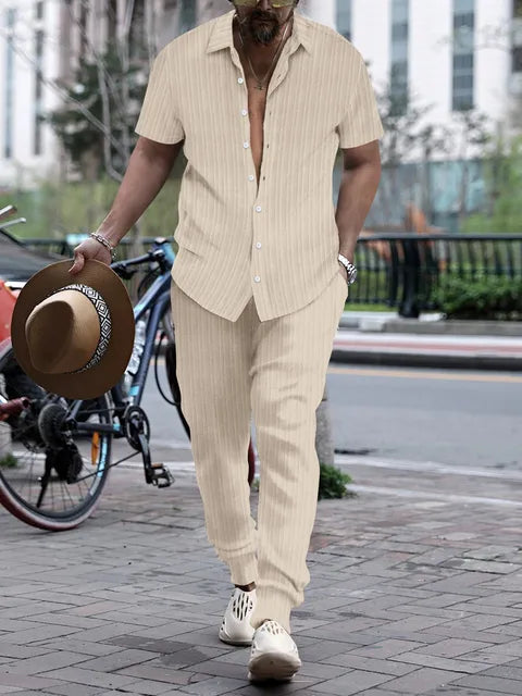 Conjunto pantalón top rayas lisas