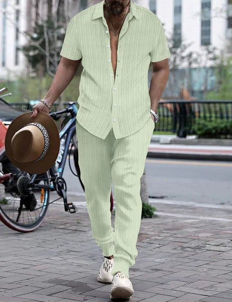 Conjunto pantalón top rayas lisas