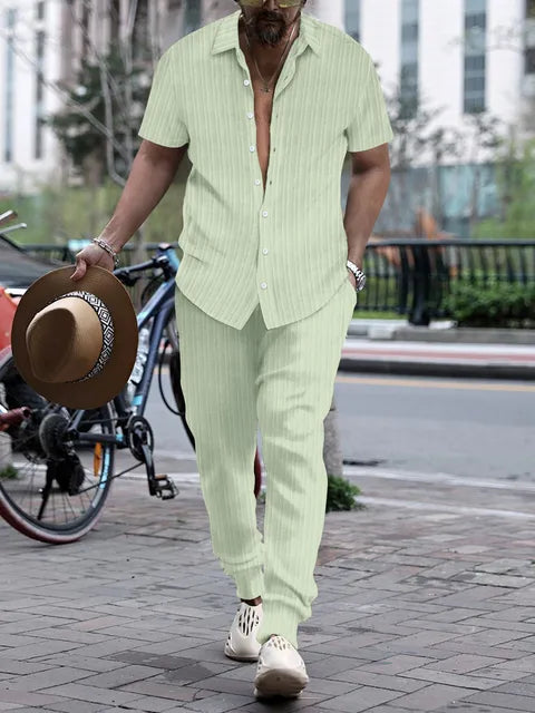 Conjunto pantalón top rayas lisas