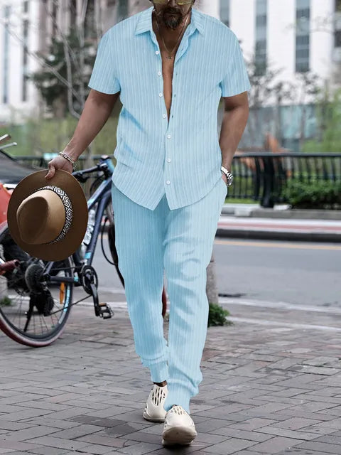 Conjunto pantalón top rayas lisas