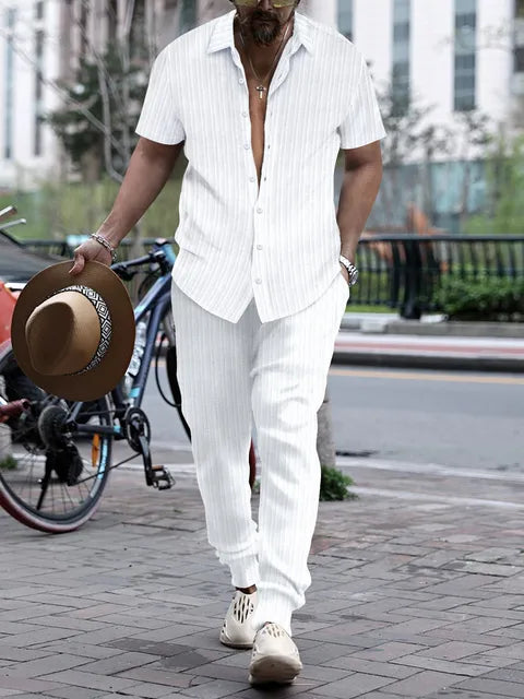 Conjunto pantalón top rayas lisas