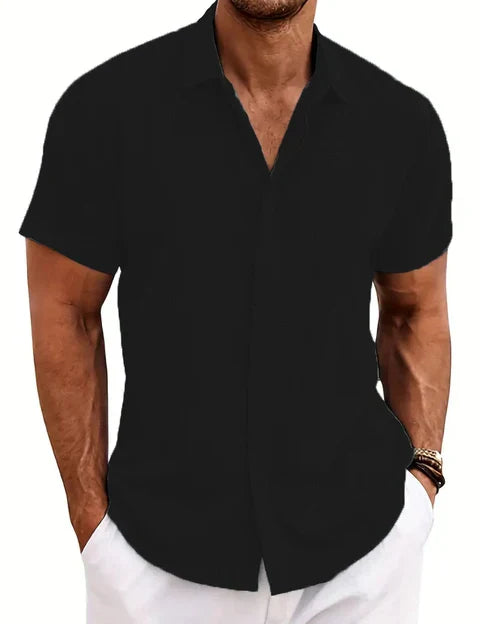Camisa de verano de manga corta en color liso