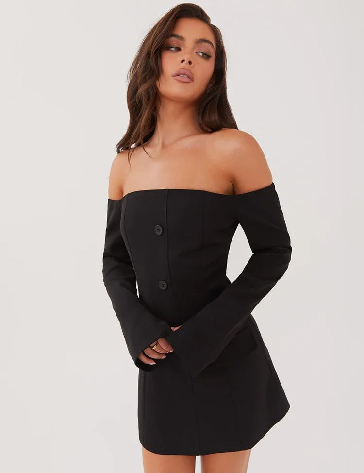 Alba ™ vestido blazer sin hombros