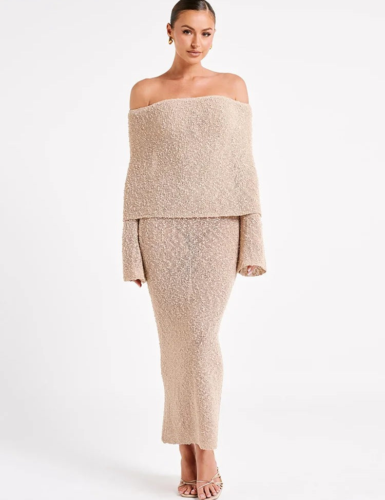 Zuri ™ vestido de punto sin hombros