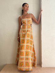 Vestido Antonieta™ Largo de Tonos Naranjas