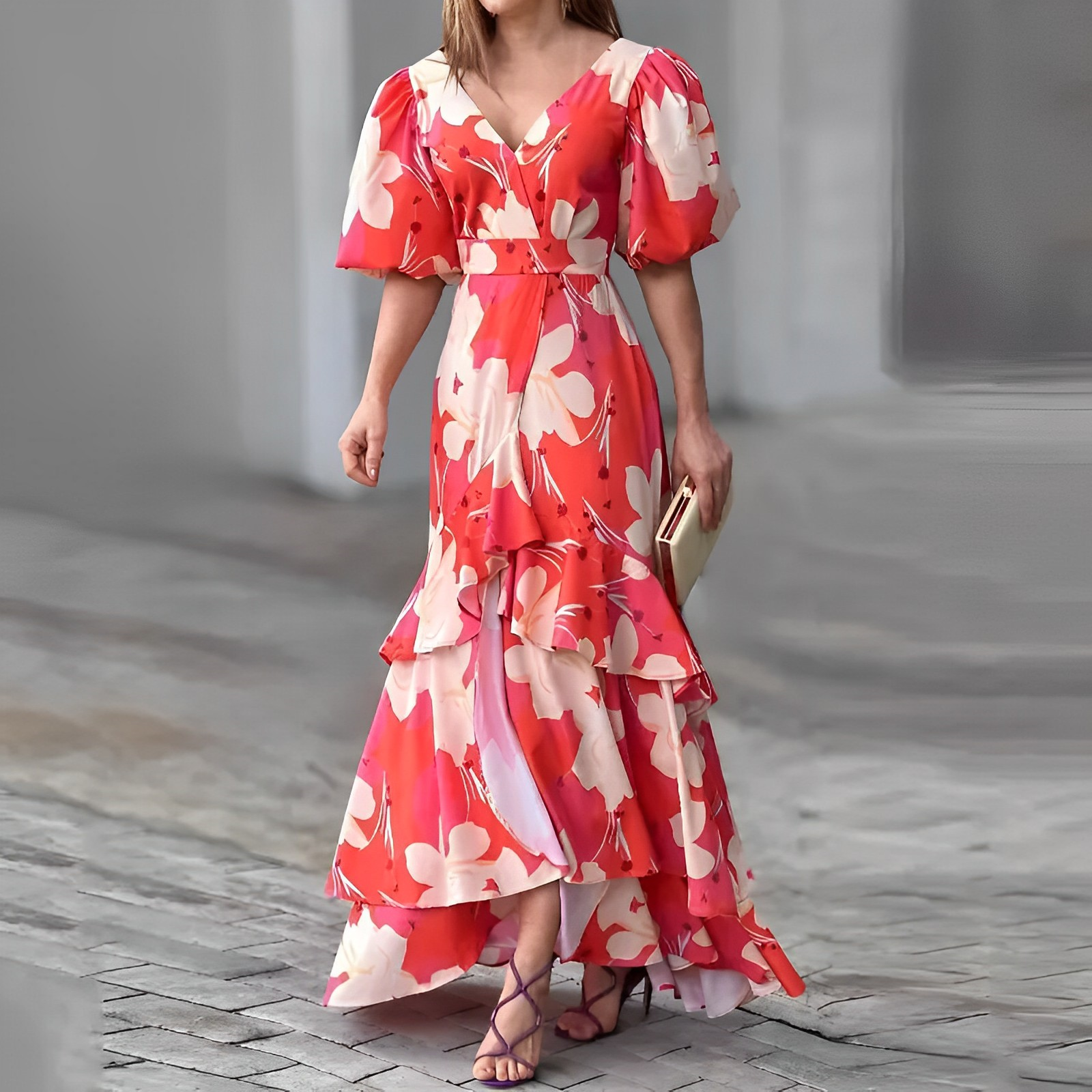 MECOCICI-Vestido-largo-de-verano-para-mujer-prenda-elegante-con-cuello-en-V-manga-abombada-cintura_1.png