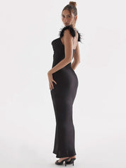 Tia ™ maxi vestido con tirantes de plumas