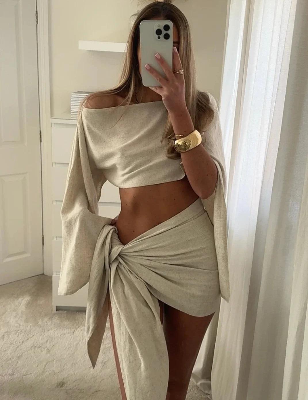 Vionnet ™ conjunto falda nudo trenzado
