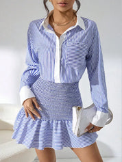Taryn ™ conjunto camisa falda rayas