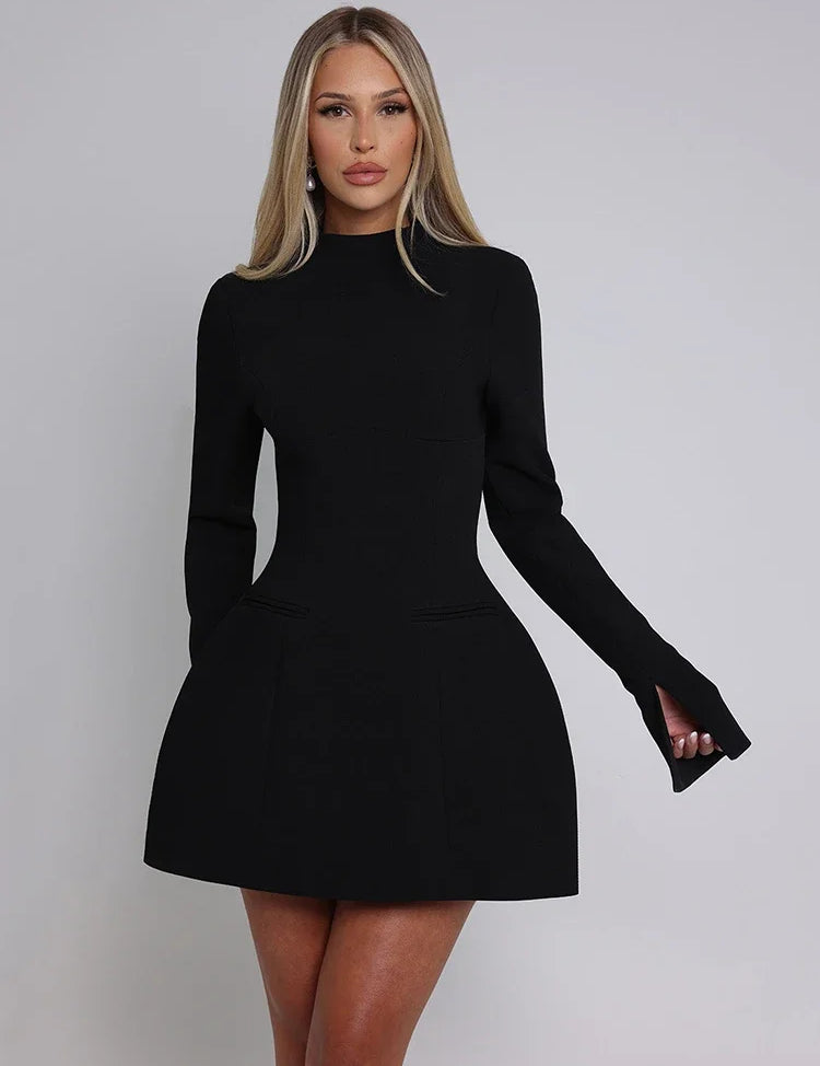 Kinna ™ vestido corto de manga larga