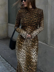 Gracyn ™ vestido largo de leopardo