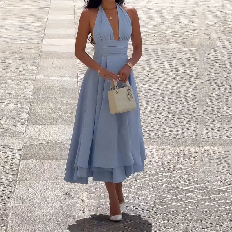 Rina ™ elegante vestido de cuello alto