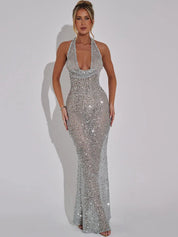 Vesta ™ vestido brillante de cuello alto