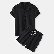 Conjunto de pantalón corto de lino con botones