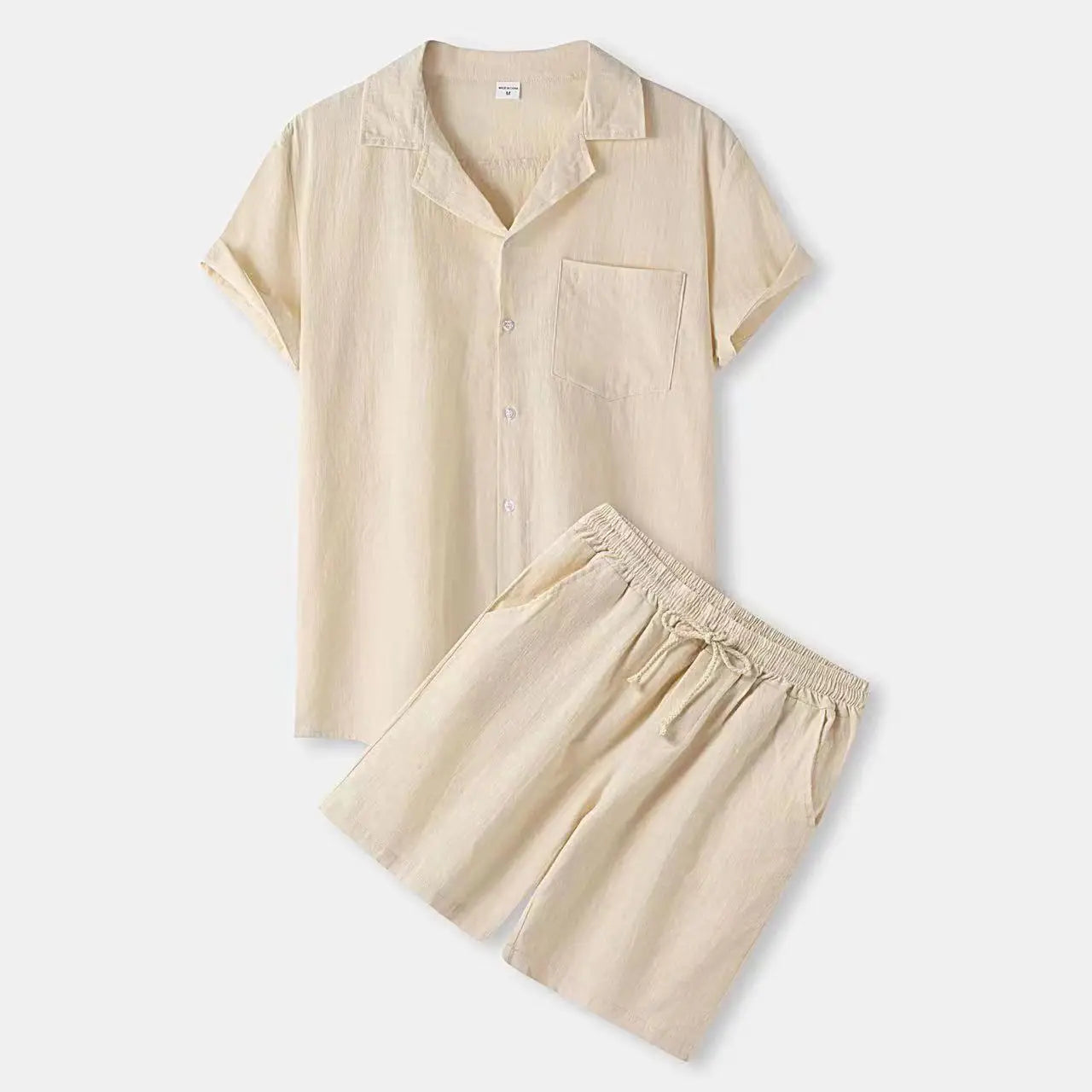 Conjunto de pantalón corto de lino con botones