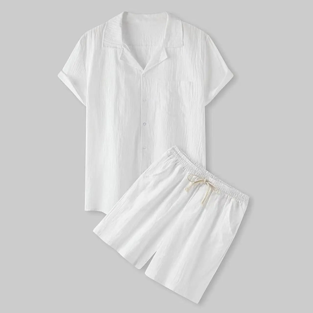 Conjunto de pantalón corto de lino con botones