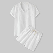 Conjunto de pantalón corto de lino con botones