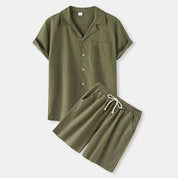 Conjunto de pantalón corto de lino con botones