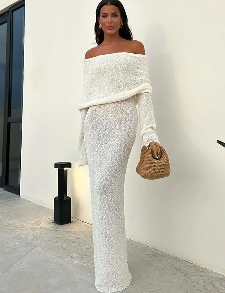 Zuri ™ vestido de punto sin hombros